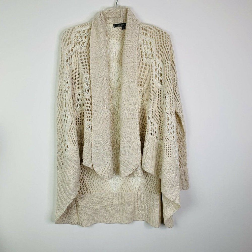 Love Stitch Draped Cardigan S Cream Beige Crochet